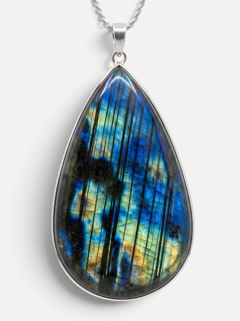 925 RARE MASSIVE VINTAGE LABRADORITE NECKLACE